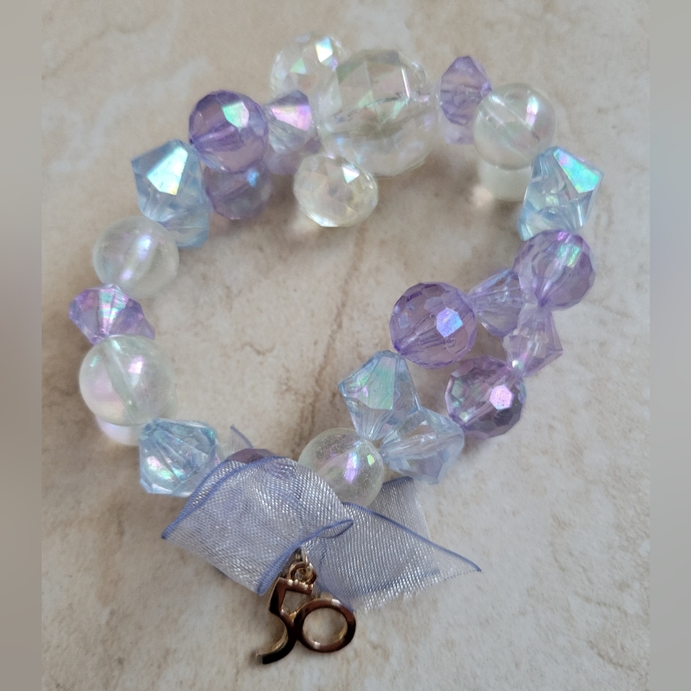 Disney Parks 50th Anniversary Mickey Icon Stretch Beaded Bracelet- New